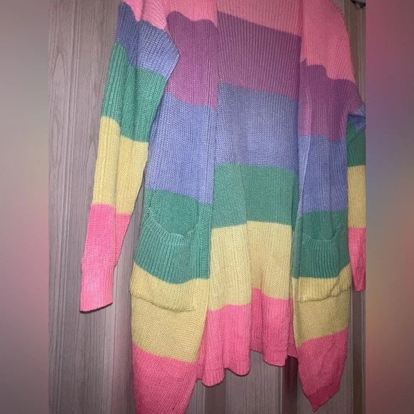 Rainbow Open Front Cardigan Size XL NWOT*SOLD* - Picture 2 of 6